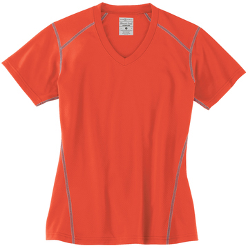River's End Ladies' Contrast Stitch Short Sleeve V-neck Tee