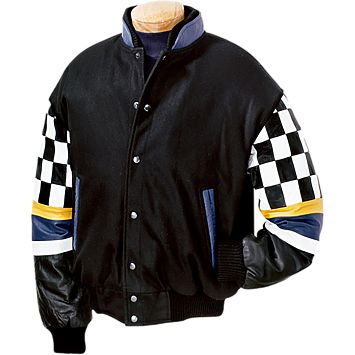 Burk's Bay Men's Wool/Leather Checkered Racing Jacket