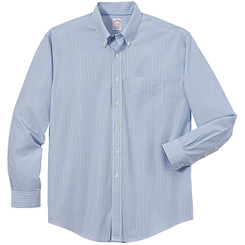 Brooks Brothers Men's Non-Iron Triple Stripe Broadcloth Long Sleeve Shirt
