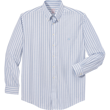 Brooks Brothers Men's Non-Iron Framed Oxford Stripe Long Sleeve Shirt