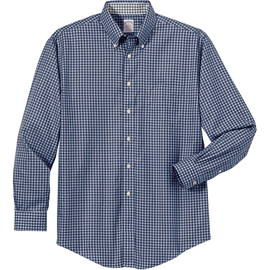Brooks Brothers Men's Non-Iron Twill Framed Mini-Check Long Sleeve Shirt