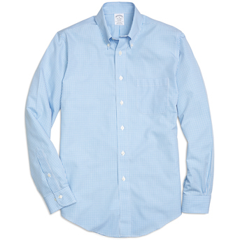 Brooks Brothers Men's Micro Gingham Oxford Long Sleeve Sport Shirt