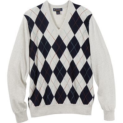 Brooks Brothers Men's Argyle V-Neck Long Sleeve Sweater